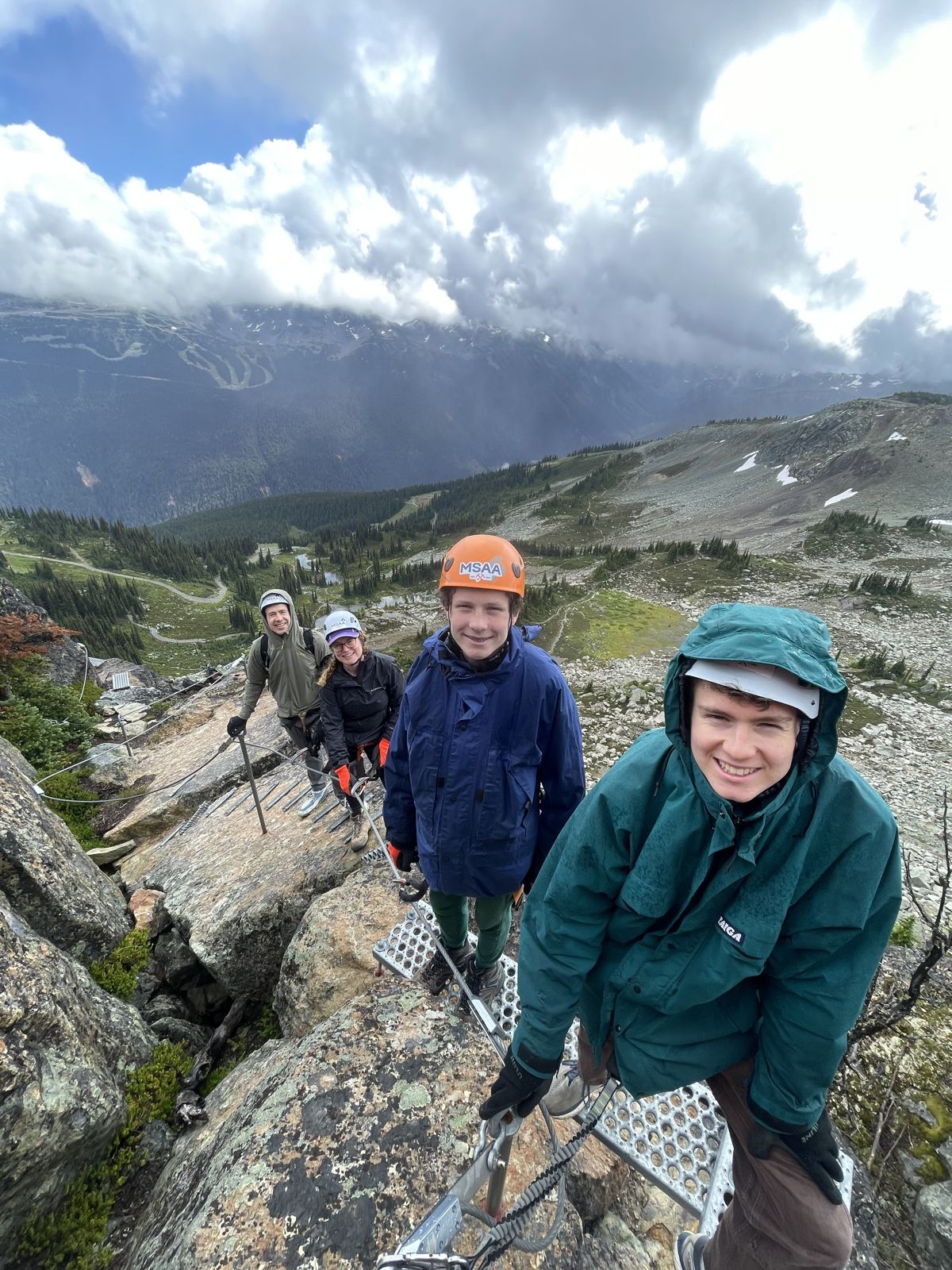 Heather's family on a via ferrata in British Columbia