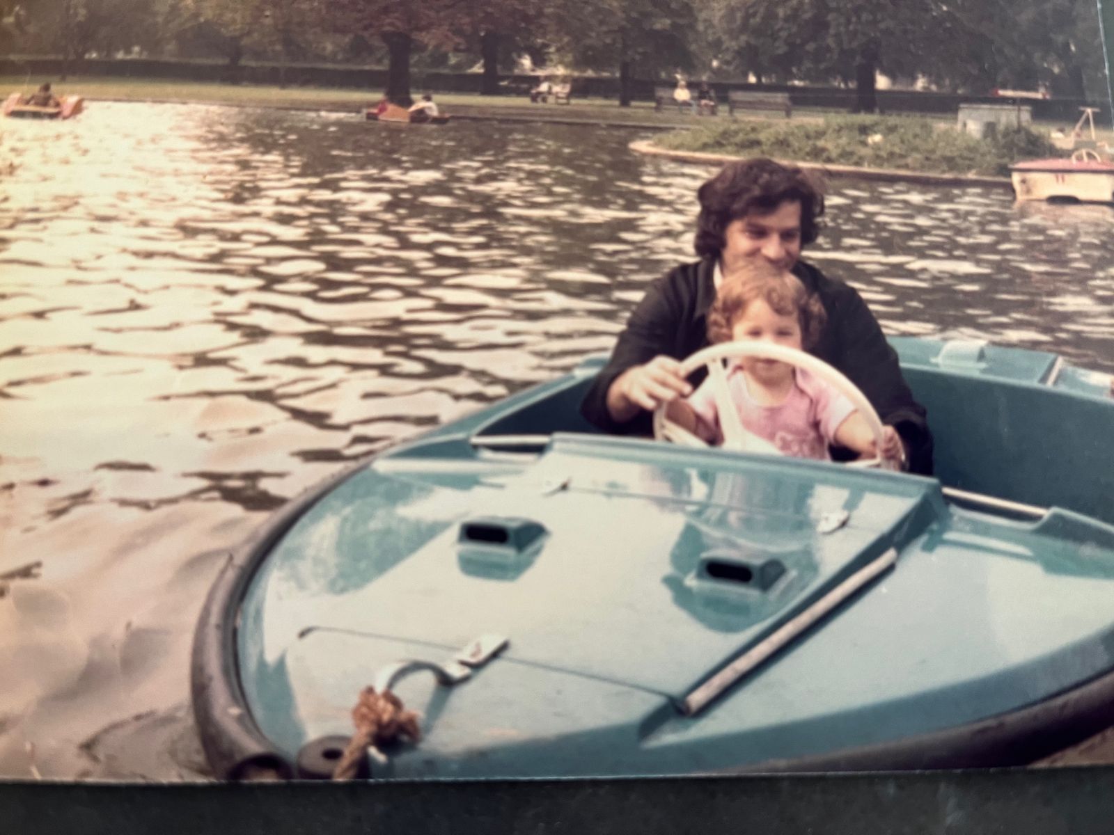 Young Rebecca in a rowing boat in Regent's Park