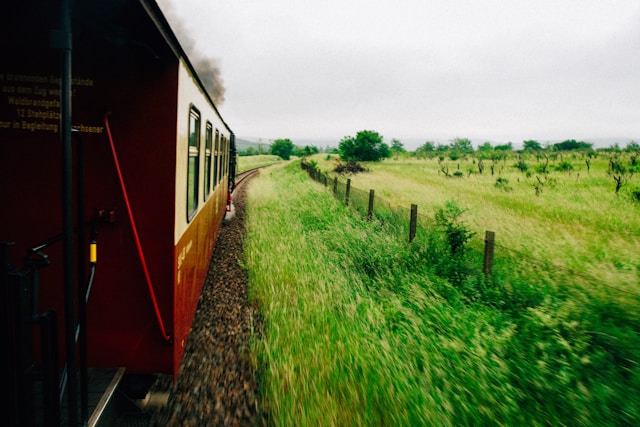 Countryside seen through a train window